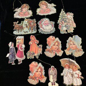 Vintage 14 pc Die Cut Victorian Style Ornaments